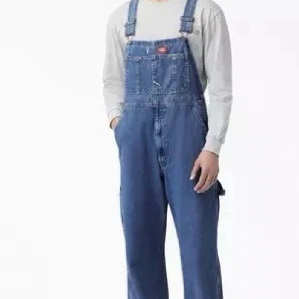 Dickies Mens Indigo Bib Overalls Workwear Cotton Overall Denim - 42 x 30
